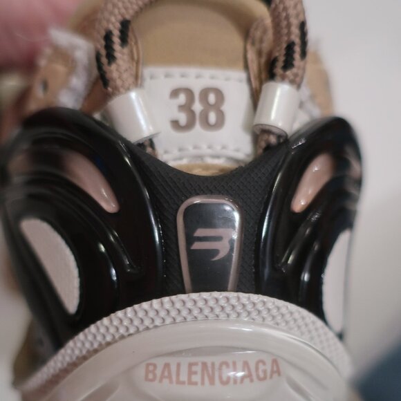 Womens Balenciaga White Taupe Gold Black Laced Grailed Runners Sneaker 8 - Picture 8 of 9